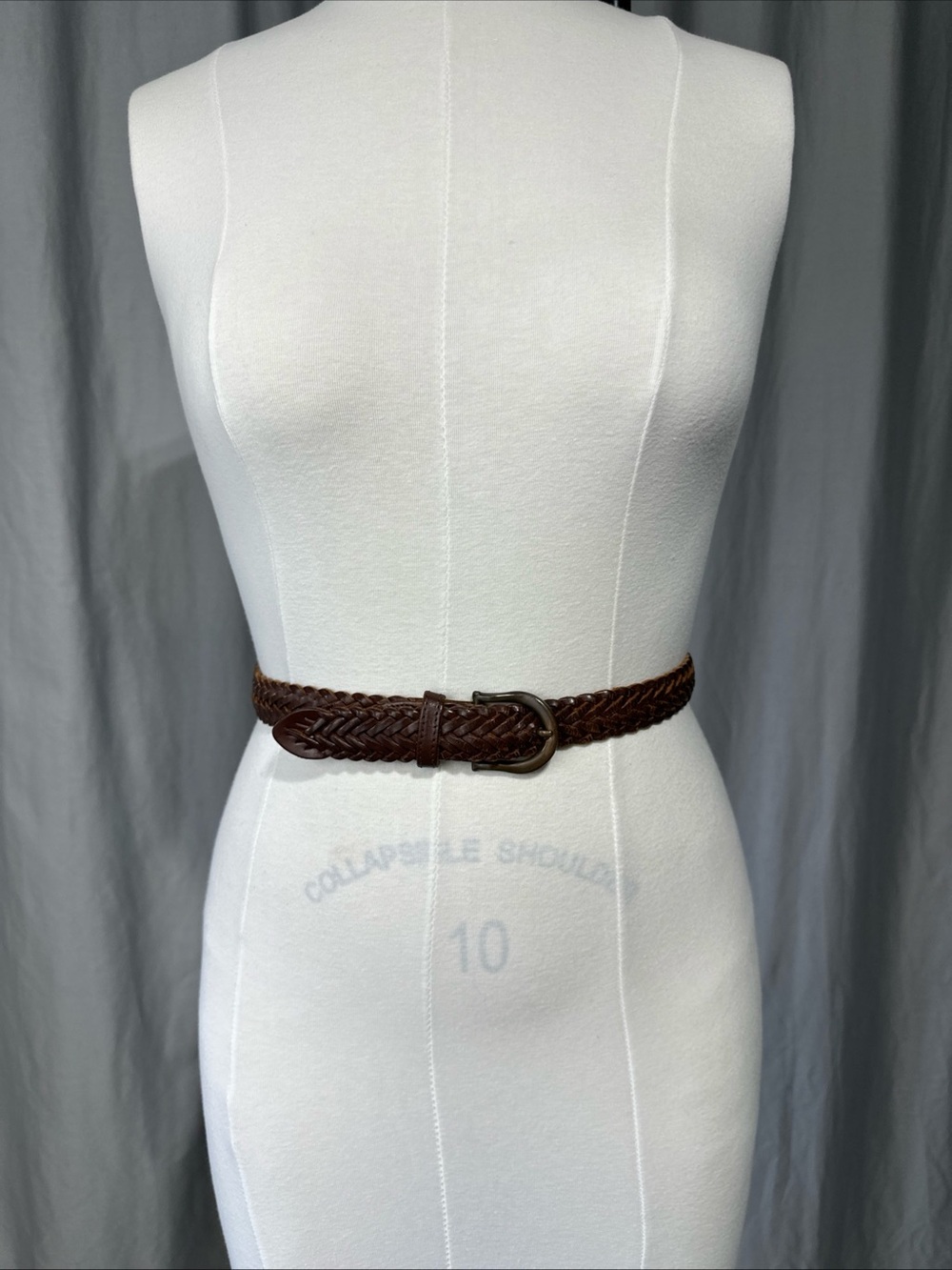 Vintage  Brown Leather Belt Braided Woven Women  36 Adjustable Preppy Hippie